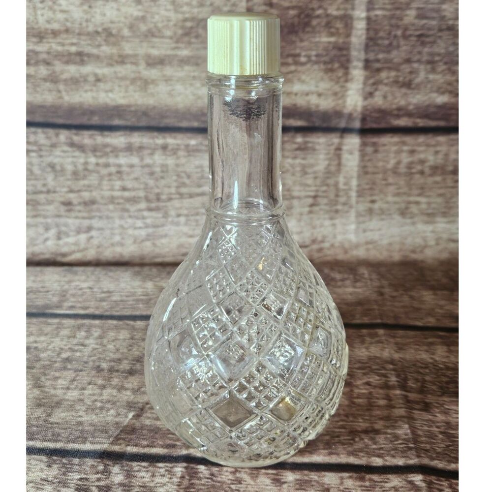 Vintage Pressed Glass Bottle Unmarked Approximately 8 Oz. Perfume